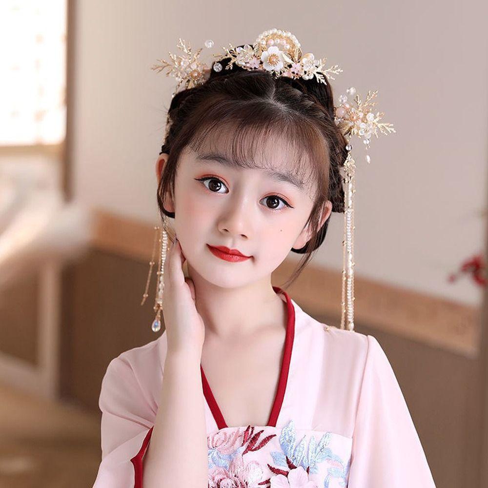 Ear Clip Hair Combs Tassel Earrings Chinese Style Crown Bridal Wedding Jewelry Set Hair Stick