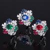 Ring Schwerindustrie Übertriebene Farbe Zirkon Blume Retro Schmuck Intarsien Damenmode