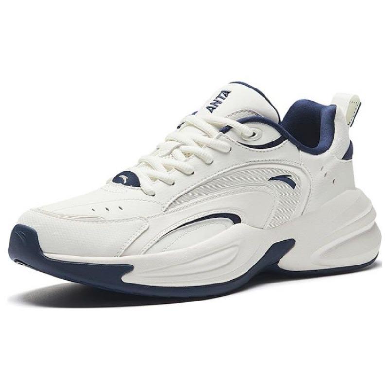 Anta Ace Retro Running Non-Slip Durable Low-Top Sports Casual Shoes Men Sneakers White Dark-Blue 912528802F-1