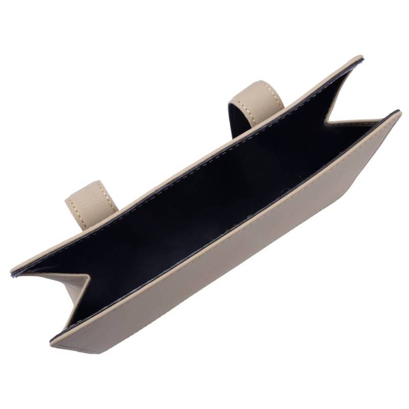 Car Truck Portable Trash Can Garbage Rubbish Bin Hanging Storage Bag Organizer Case Holder Accessories Beige PU Leather