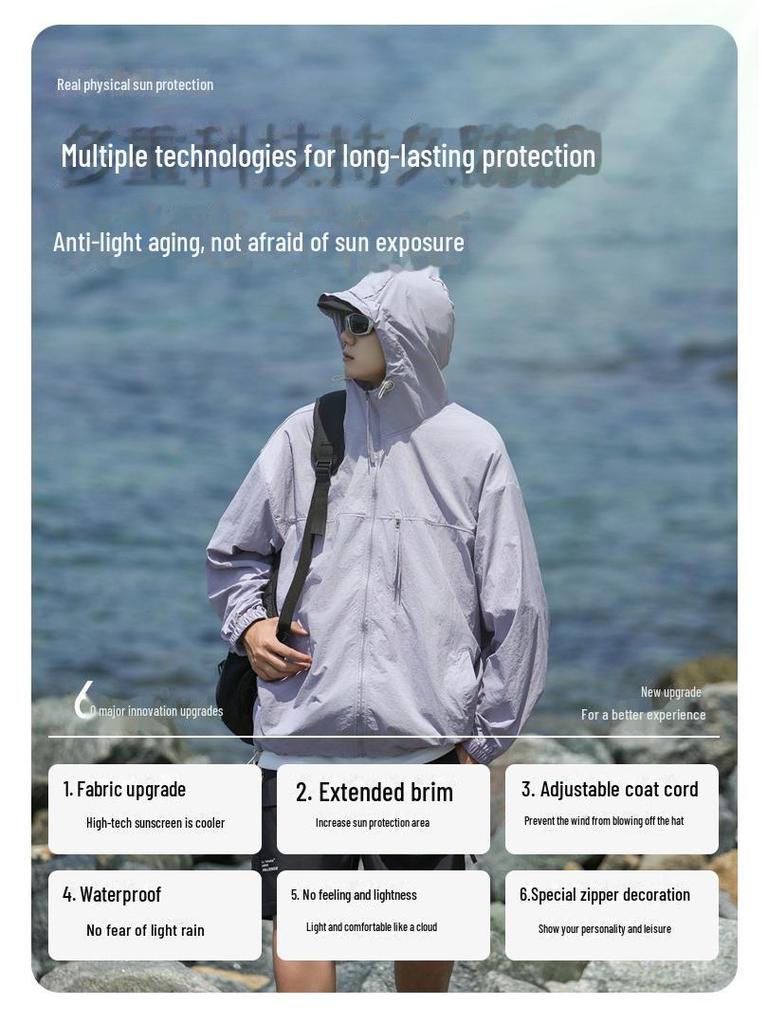 Men's & Women's UPF50+ Lightweight Waterproof UV Protection Clothing for Summer Outdoor Sports