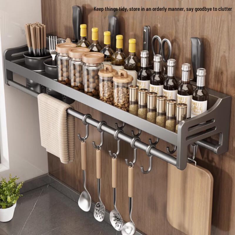 Bieying Wall-Mounted Stainless Steel Kitchen Storage Rack with Knife Holder