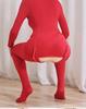 Unisex Plus Size Thick Fleece Backless Bodysuit with Zipper and Crotchless Design for Cold Weather