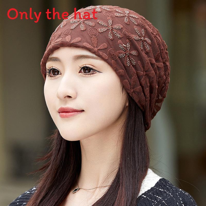 Summer Ladies Loose Fit Floral Pattern Cotton Polyester Hat With Waterdiamond Embellishments