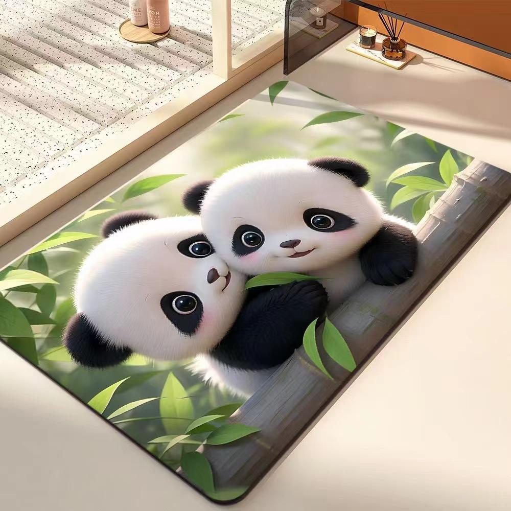 Cartoon Cute Panda Bathroom Floor Mat Household Toilet Non-slip Quick Dry Diatom Mud Door Mat Absorbent Soft Foot Mat