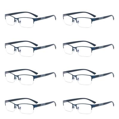 1/8PCS Metal Square Presbyopic Glasses For Men Anti Blue Light Reading Glasses HD Anti Fatigue Hyperopia Glasses