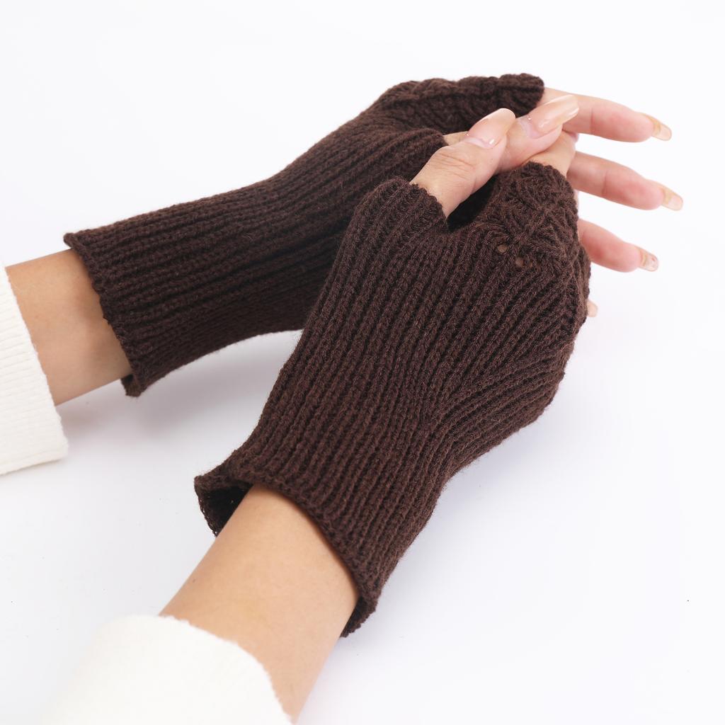 Botvotee Sleeves for Women Arm Warmers Free Shipping Y2k Accessories Burgundy Knit Winter Fingerless Gloves Fashion Arm Guard