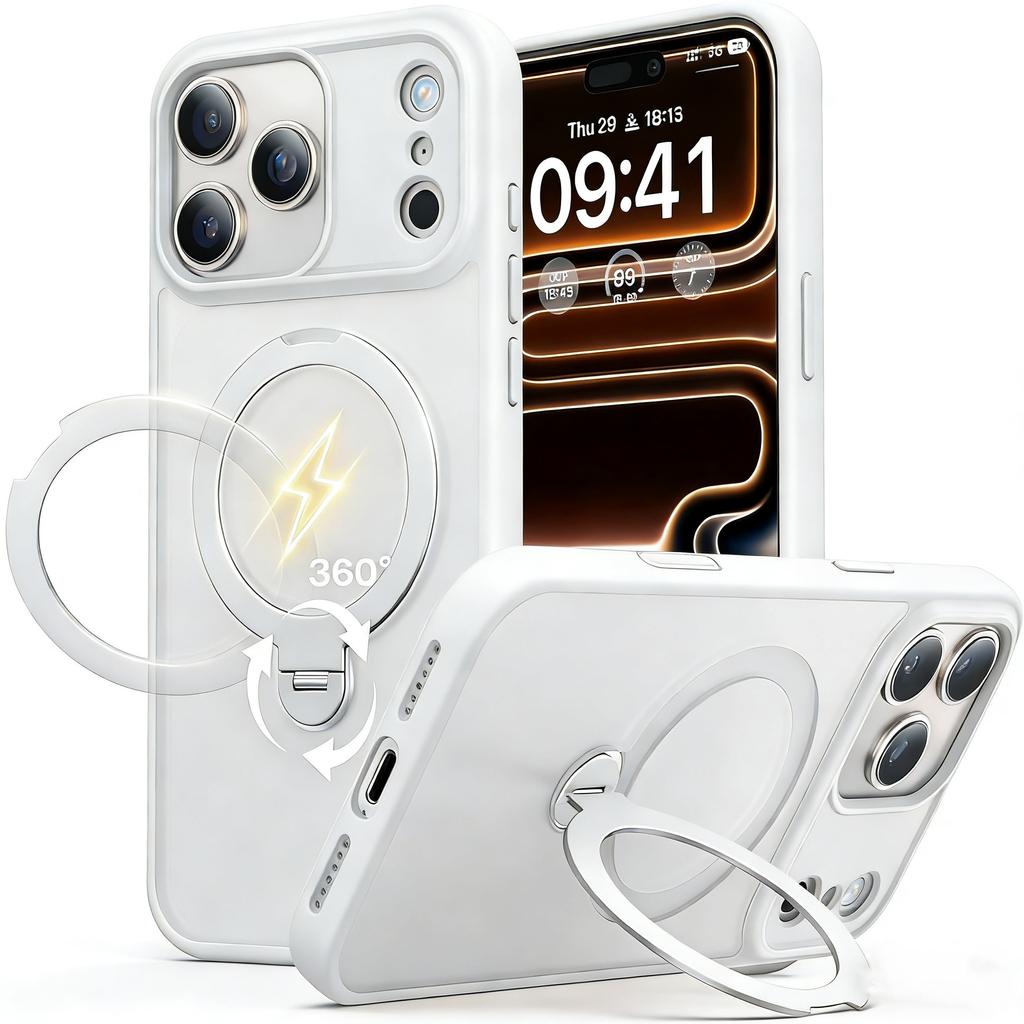 Suitable for iPhone 17 Pro Max Phone Case, 360-degree Rotating Magnetic Stand, Apple 16 Anti-drop Protective Cover 5