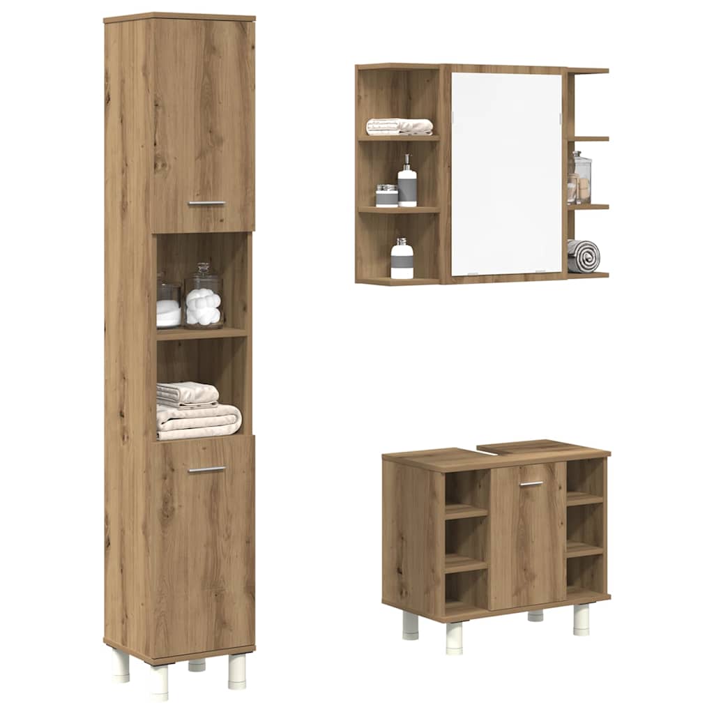 Vidaxl 3-Piece Bathroom Furniture Set, Artisan Oak