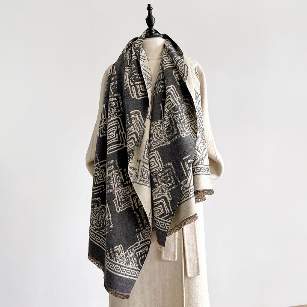 Winter Women's Fashion Warm Poncho Imitation Cashmere Thick Shawl Wrap Female Pashmina Blanket Bufanda Echarpe Scraf