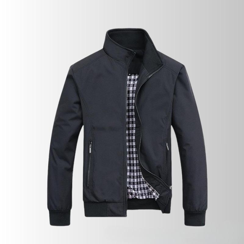 

Jacket Coat Men s Spring and Autumn Trendy American Outdoor Casual Stand-up Collar Jacket M чёрный