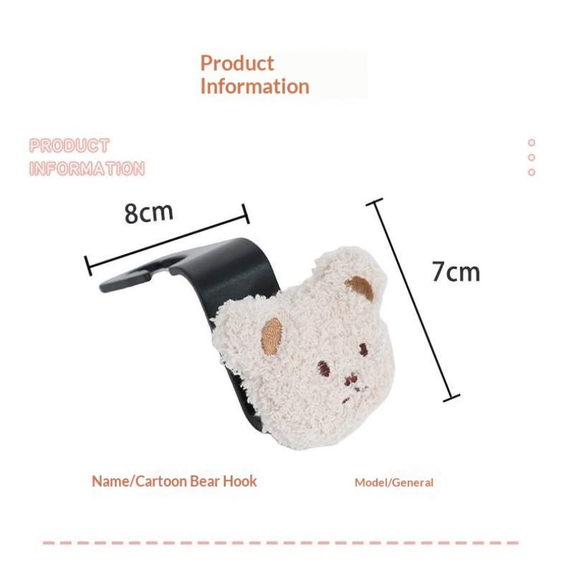 Car Seat Back Hook Hanger with Cute Bear Decor Organizer Holder for Groceries Bags Kids Essentials Travel and Commute
