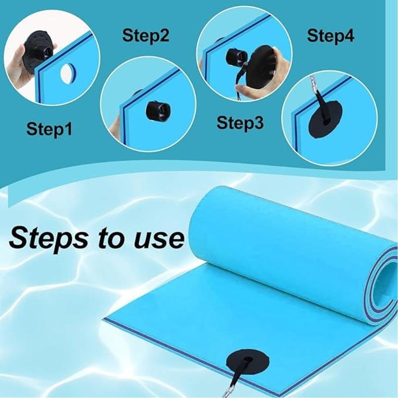 Secure Floating Pad Tethering System with Metal Hook and Heavy Type Grommets for Water Activity