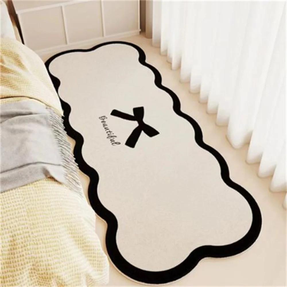 

Irregular Carpet for Bedroom Cute Bow Floor Mat Soft Fluffy Foot Mats Bedside Carpets Cute Girl Rug Home Decoration Rugs 40x120cm