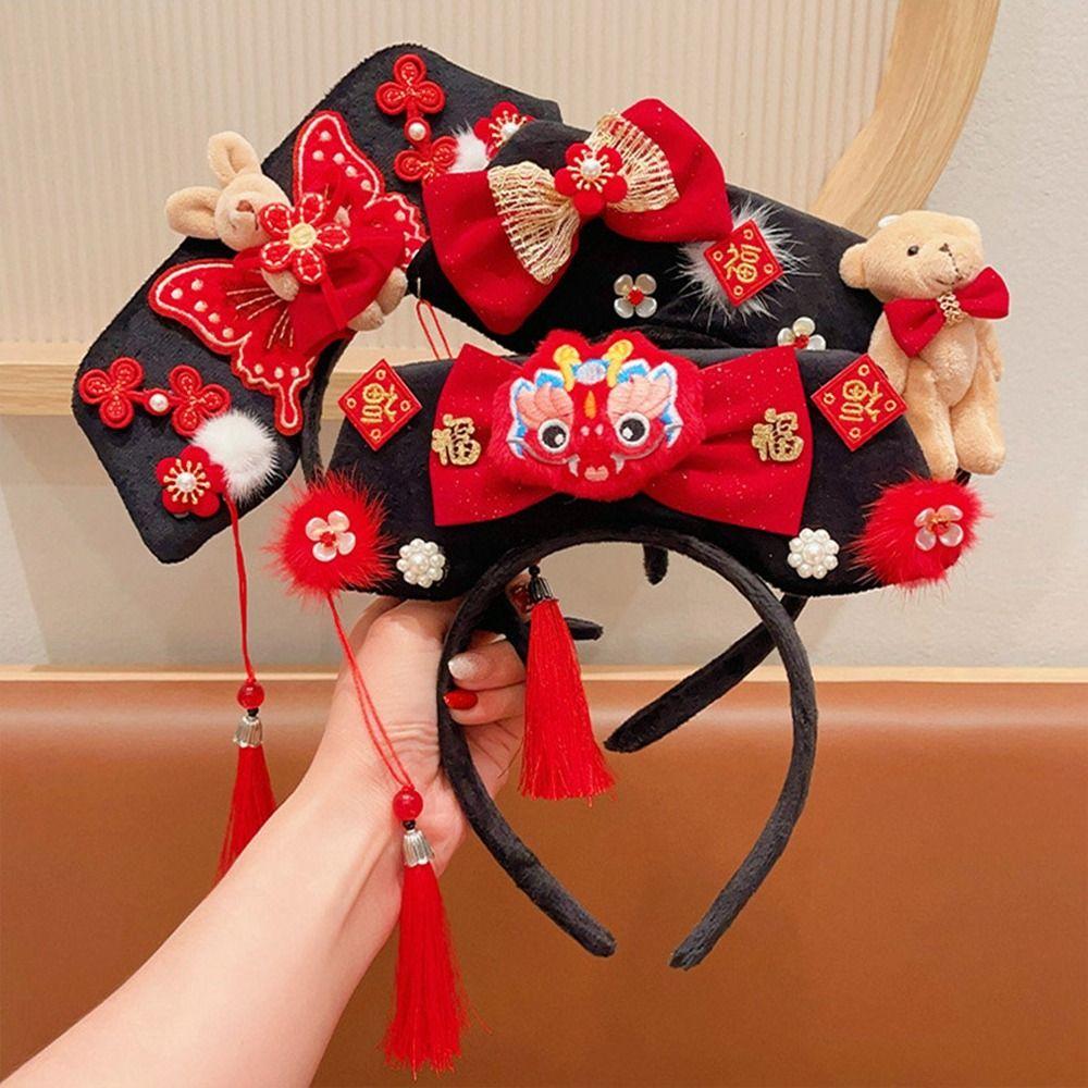 Flower Ancient Style Gege Headband Snake Year Hanfu Headwear  New Year Hair Accessories