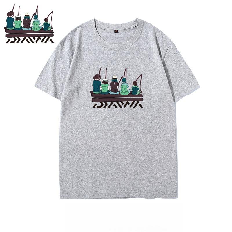 Outdoor Fishing Short-sleeved T-shirt Men's Cotton Loose Fishing Friends Party Clothes Summer New Sea Fishing Half-sleeved Tide