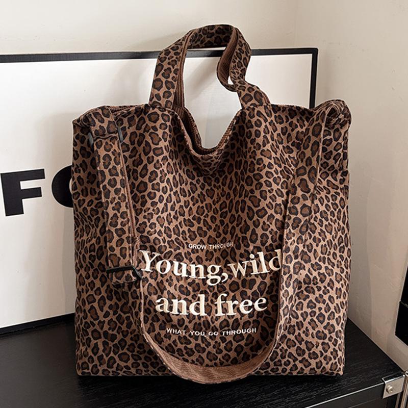 Retro Leopard Print Crossbody Bag, Large-capacity Commuter Single-shoulder Bag, Casual Tote Bag