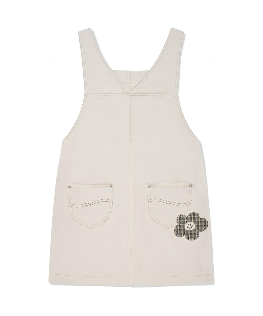 WACKY WILLY Women'S Check Lily Overall Dress Ecru