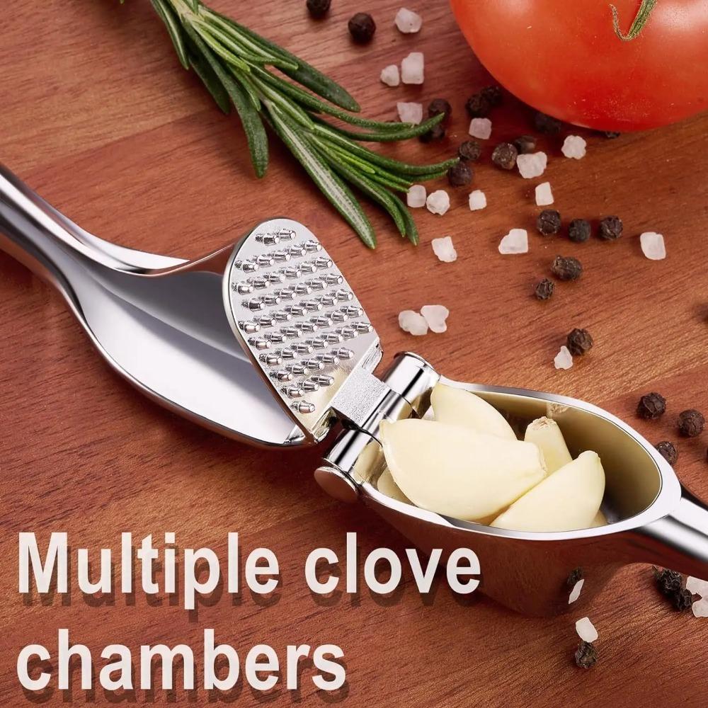 Garlic Press Soft, Squeezable Handle Easy To Squeeze and Clean Zinc Alloy Garlic Chopper and Manual Garlic Press Are Reusable