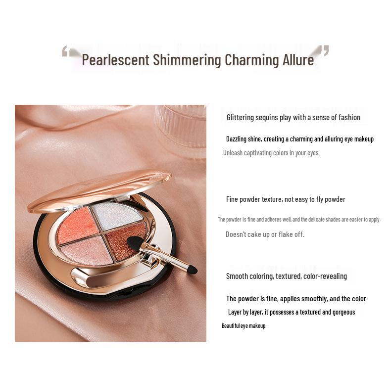 Daisy Man Nude Glitter Eyeshadow Palette: Waterproof, Four-Color Pearlescent for Beginners