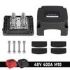 M10 Stud Busbar 400A 48VDC Car Ferry Battery Negative Terminal 4 X 3/8 "(M10) RV Modification Universal Red Black with Cover