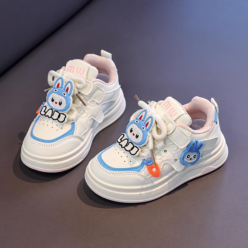 Girls' Cartoon Non-Slip Casual Skate Shoes - Spring 2026 Soft Sole White Sneakers
