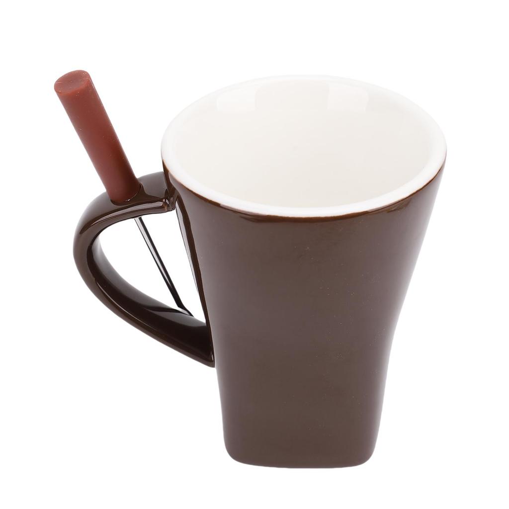 Chocolate Melting Cup Ceramic Chocolate Fondue Mug with Fork for Ice Cream Cheese  