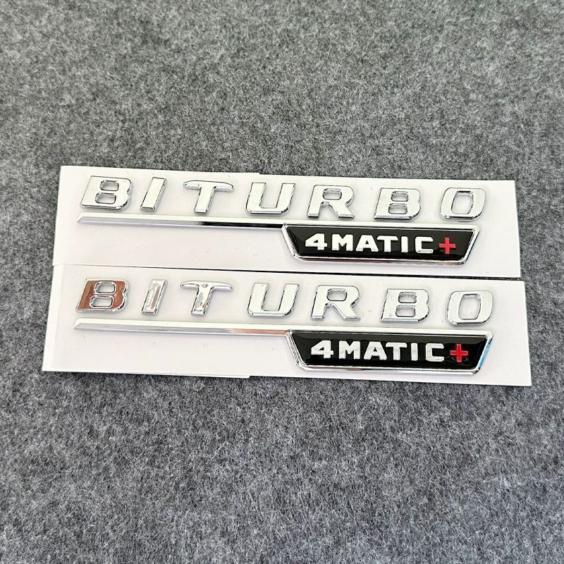 2Pcs V8 Biturbo 4matic Car Fender Side Emblem Logo Badge For C63S W205 E63S W213 S63 W222 GLC63S X253 GLE63S W167 AMG Accessories