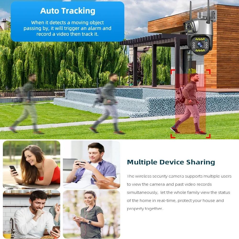 4G/WiFi Network Camera, HD Wireless Surveillance Camera, Outdoor Smart Night Vision Digital Zoom CCTV Camera