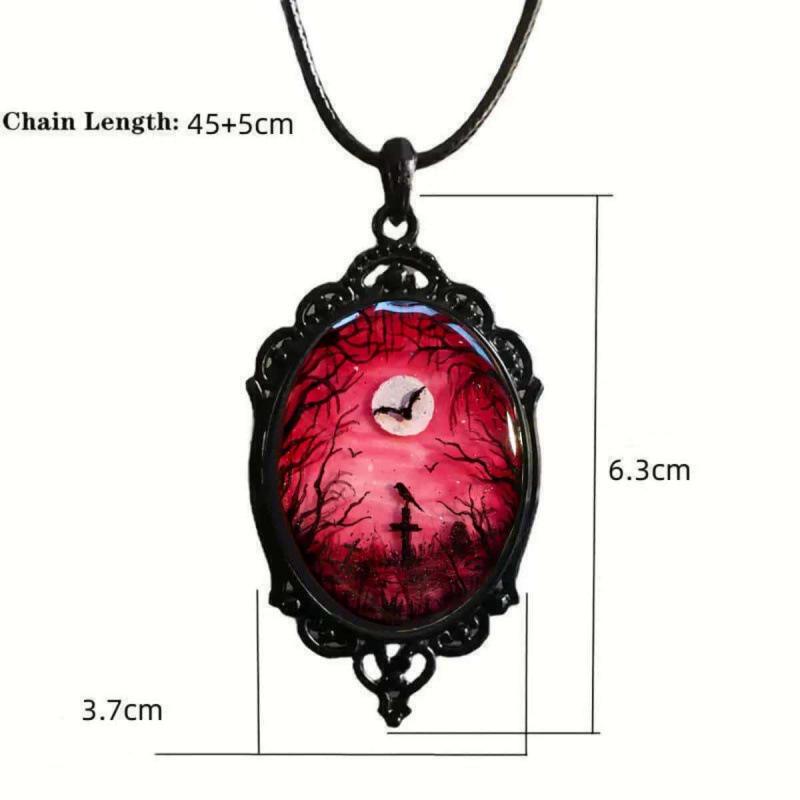 Vampire's Moon Gothic Ghost Pendant - Halloween Jewelry