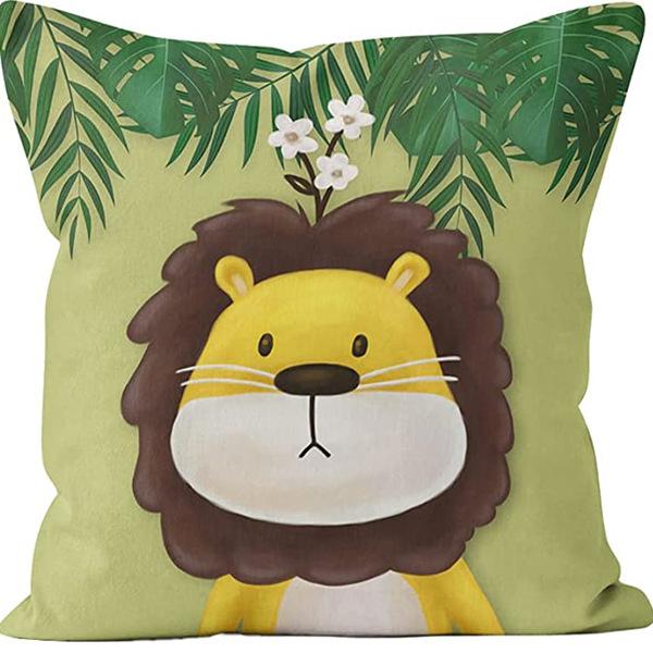 Super Cute Cartoon Linen Pillow Case Digital Printed Cushion Sofa Bed Pillow Simple