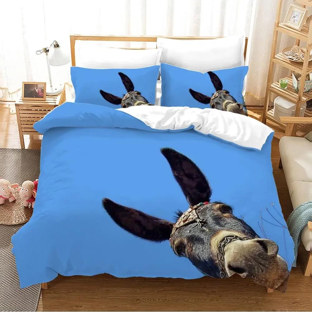 Donkey Duvet Cover King Queen Funny Cartoon Animal Printed Bedding Set For Kids Teens Adults Cute Farm Animals Soft Quilt Cover