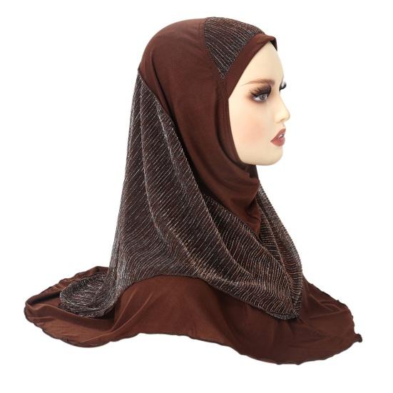Women Headscarf Hat Lightweight Breathable Soft Crystalline Golden Wire Design Head Wrap Color-blocked Turban Hat