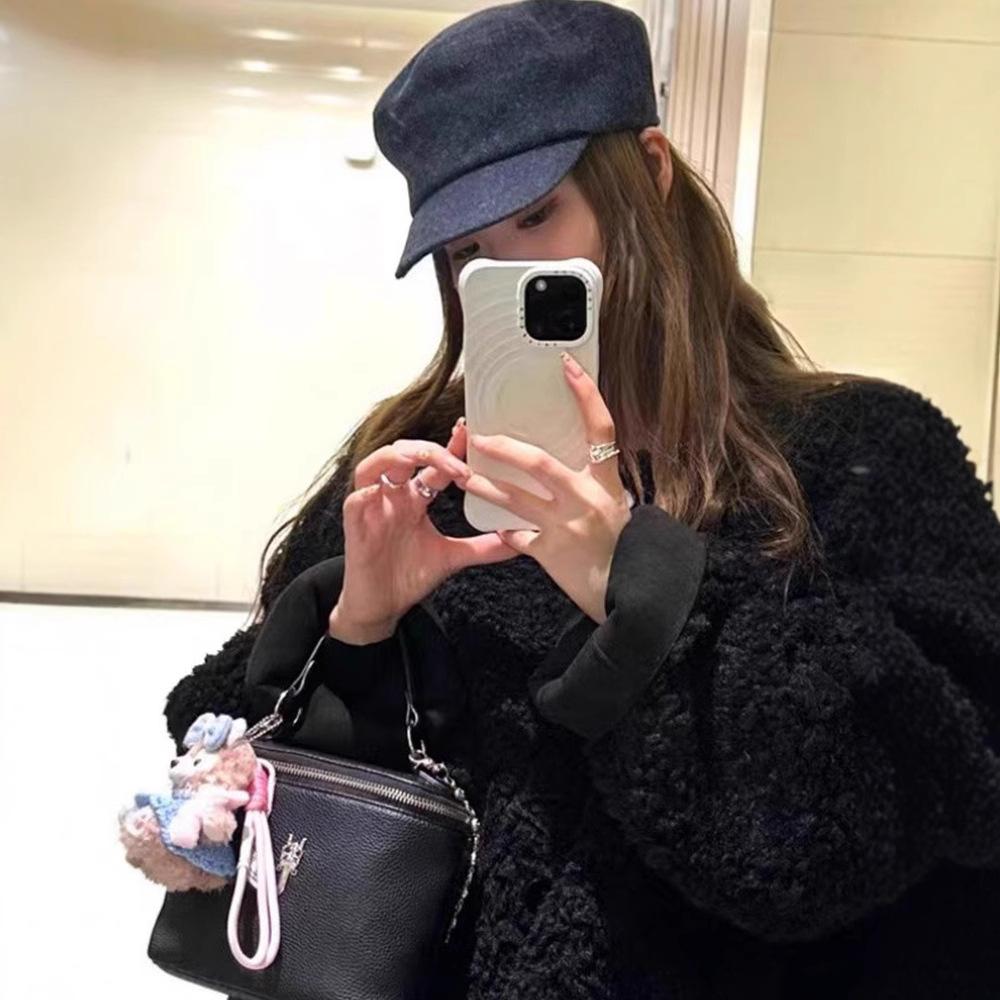 Veste paresseuse en laine d'agneau écologique pour femmes, automne et hiver, courte, ample, épaisse, fourrure intégrée, décontractée, rajeunissante, haut