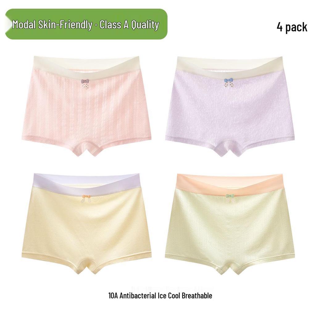 Girls' Ice Silk Modal Boxer Briefs for Ages 10-15
