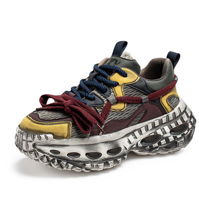 Men's shoes new trend summer breathable mesh dad shoes thick sole heightening travel running shoes casual sports shoes