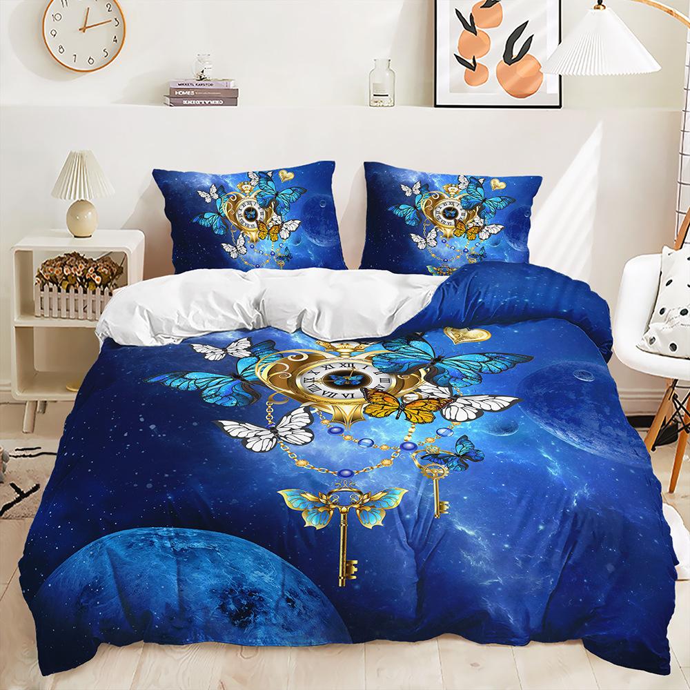 

Пододеяльник Golden Butterfly Rose Декоративное постельное белье Цифровая печать Комплект из трех предметов 229 * 264 (three-piece set) 90g