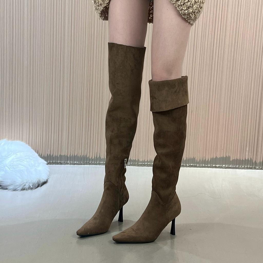 Wear More Than One Boot~ Elastic Velvet High-heeled Thin Boots Over the Knee Long Boots Women's Pointed Thick-heeled French Elastic Boots Short Boots