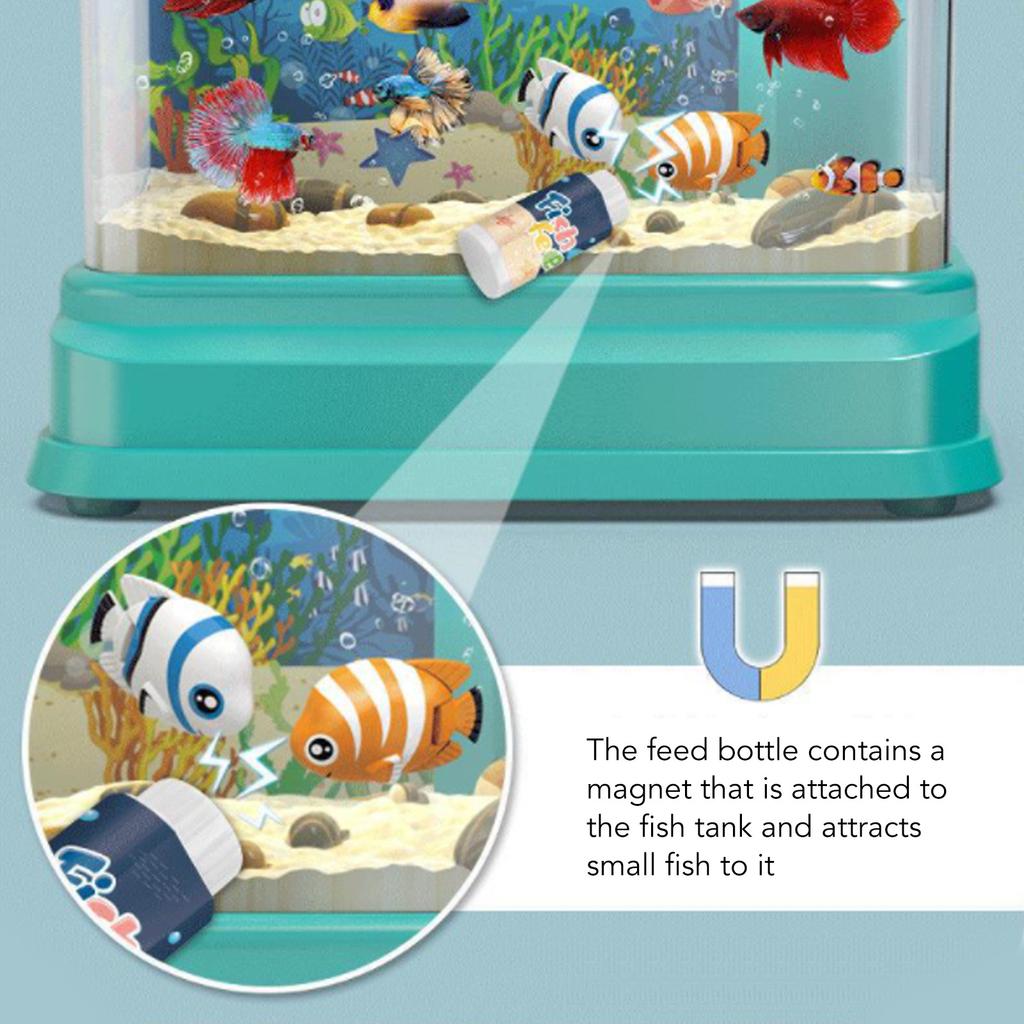 Mini Aquarium for Kids 3.7V 400mah USB Charging Artificial Mini Aquarium Magnetic Fishing Toys for Boys and Girls