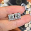 Hot Saling Moissanite Jewelry HipHop Square Earrings Iced Out Moissanite 925 Silver Stud Earrings Unisex Past Diamond Test GRA