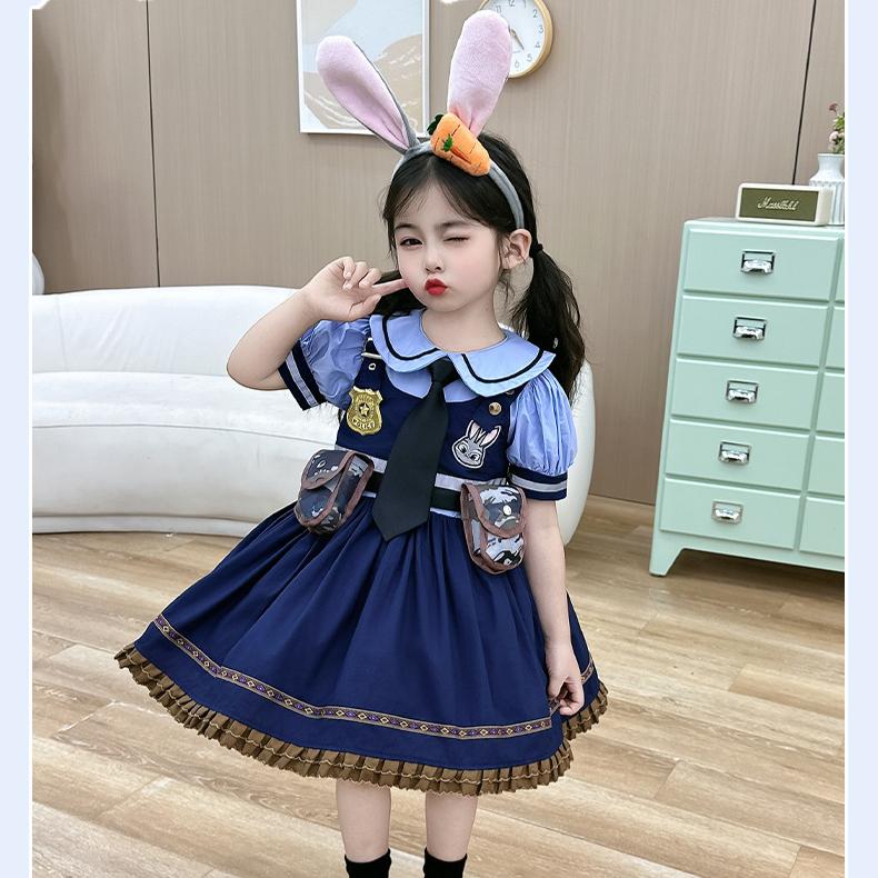 Judy Rabbit Officer Dress Children's COS Dress Set Baby Lolita Girl Princess Dress