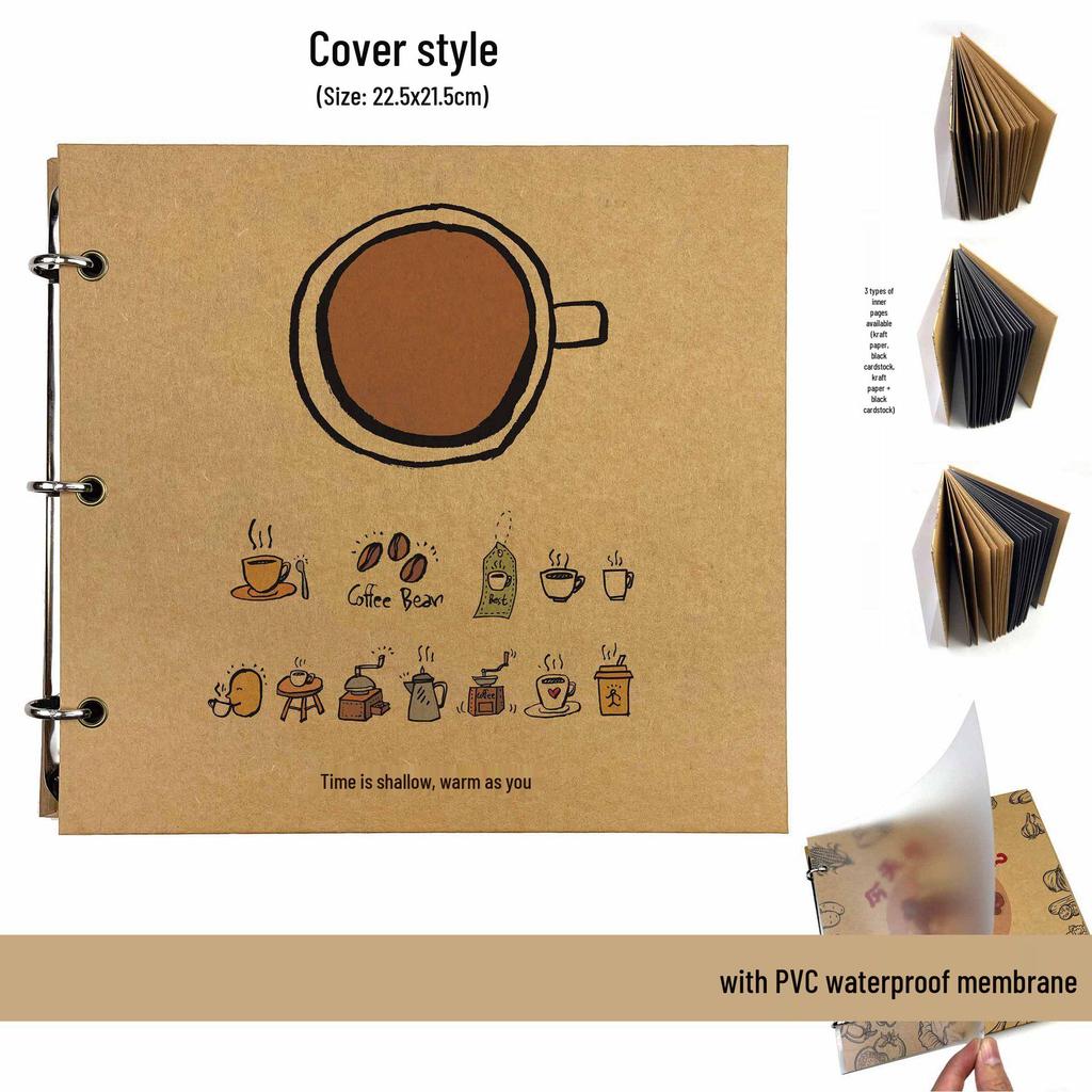 Hand-Painted Homemade Family Recipe Book - DIY Handwritten Kraft Paper Album