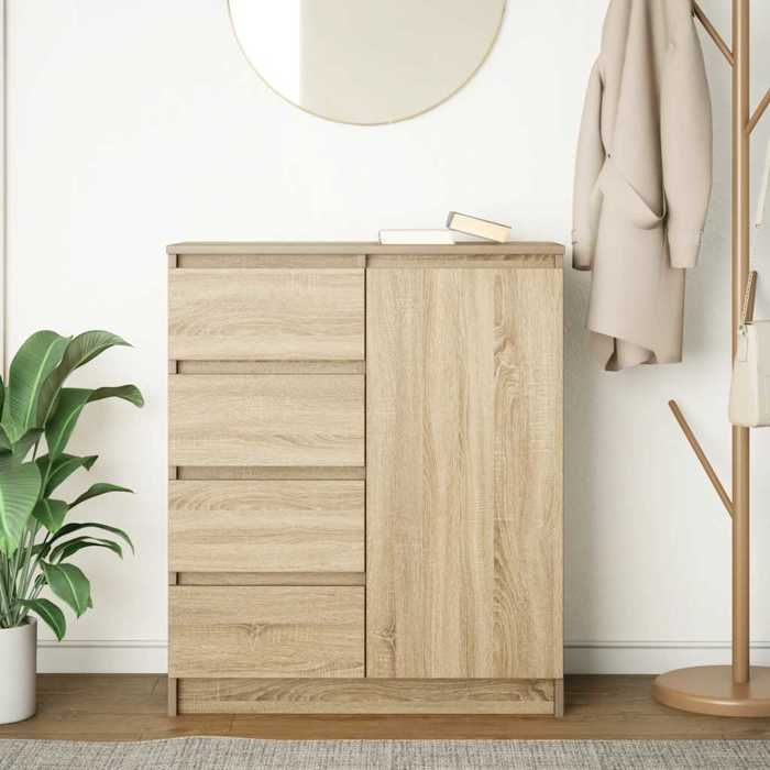 VidaXL Buffet avec tiroirs chêne sonoma 71x35x84 cm bois d'ingénierie, meuble de rangement, buffet, meuble d'entrée, meuble 861582
