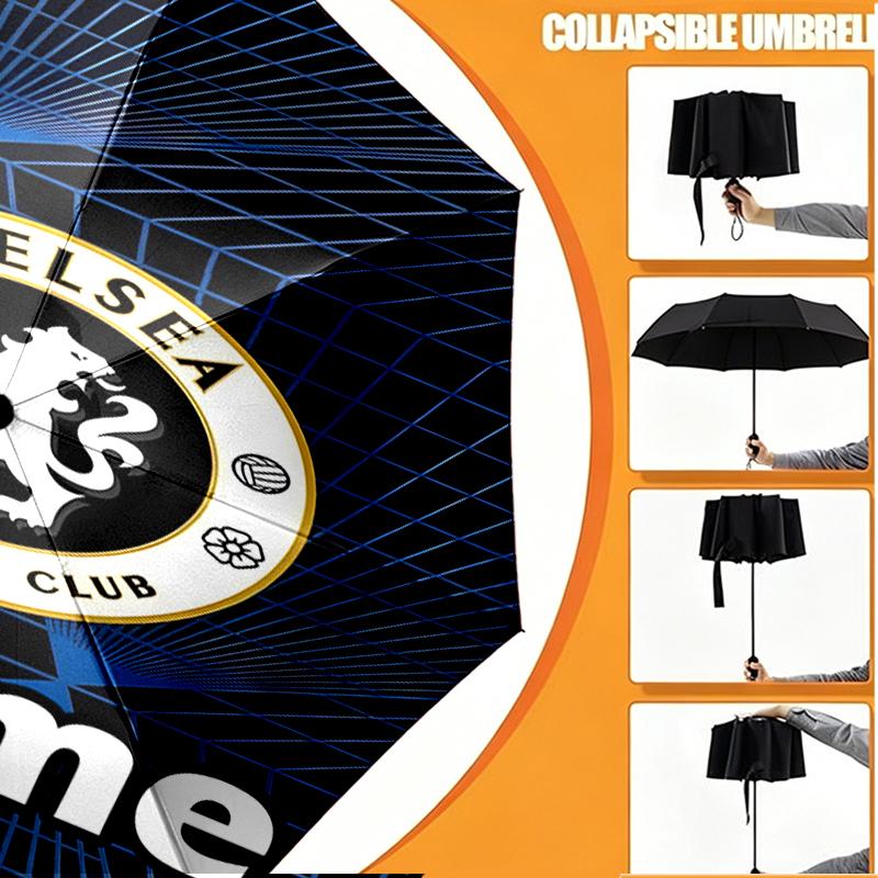 Custom Name Personalized football club F.C Print Umbrella, Auto Open Close, 8‑Rib Sturdy Frame, Commute Camping Hiking Use, Birthday Gift