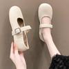 Gentle Wind Mary Jane Shoes Women's Flat-soled Single Shoes Summer 2025 New Shallow Mouth One Pedal with Skirt Small Leather Shoes