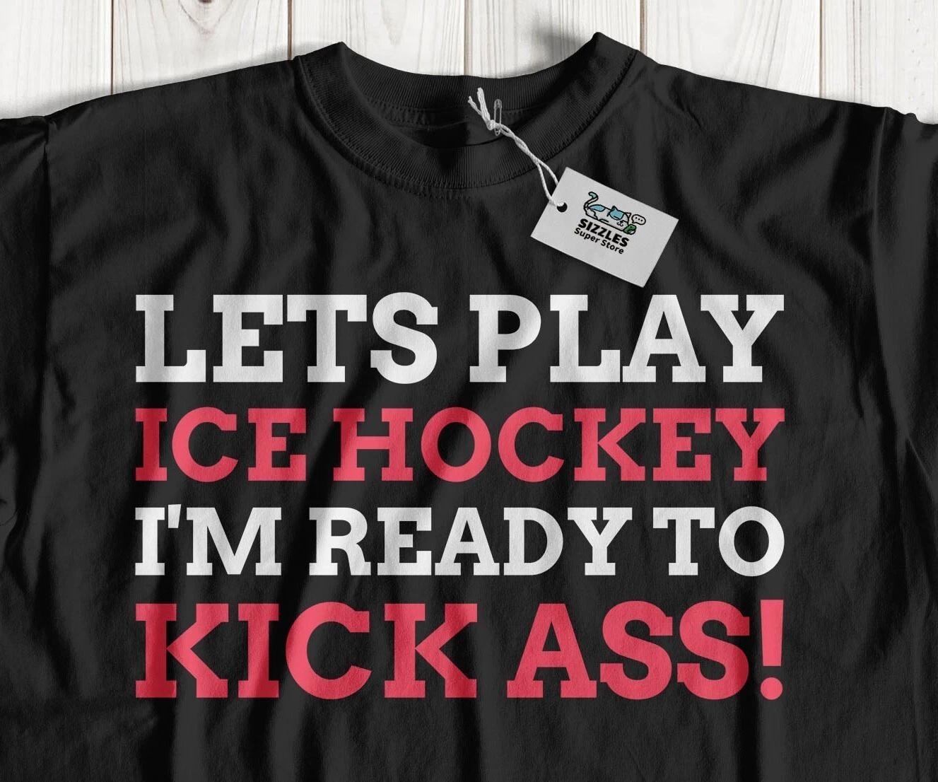 Unisex Funny Let s Play Ice Hockey T-Shirt Puck, Hockey Coach Gifts 2XL