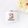 Personalisierte Blumige Initialen Namensbecher Benutzerdefinierter Name Tee Kaffee Heiße Schokolade Tasse Braut Brautjungfer Muttertag Geschenk für Sie