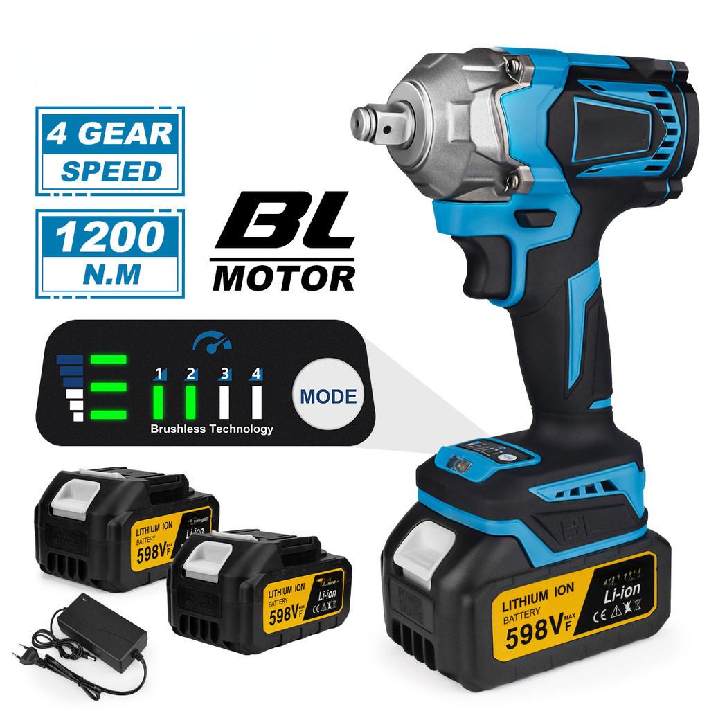 1200W 1/2 Inch Brushless Electric Impact Wrench Cordless Portable Electric Wrench Screwdriver Repair Power Tools