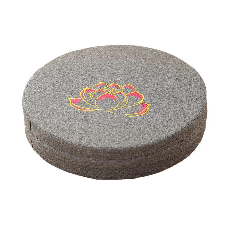 Lněný vyšívaný tatami podsedák na meditaci a zenové klečení - Pratelná podložka na arkýřové okno