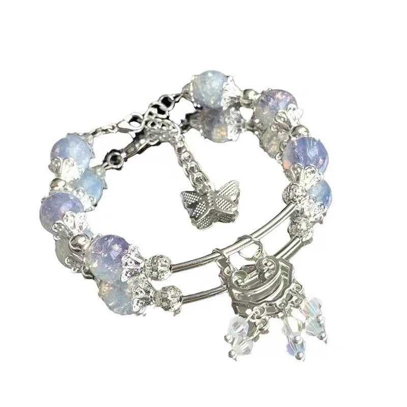 Beaded Trendy Butterfly Bracelet For Women Elegant Alloy Plated Fashion Summer 2024